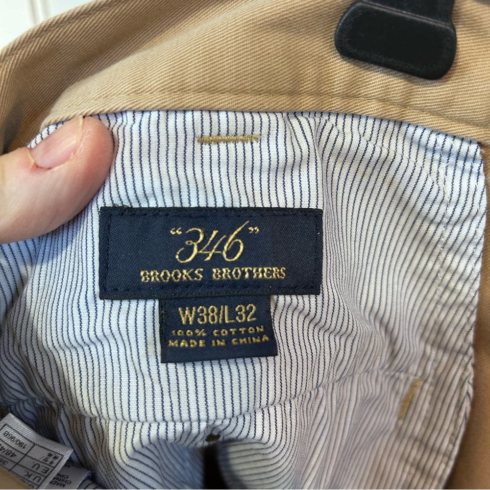 Brooks Brothers Men’s Chino Khakis 
38x32 Flat Front, Brooks Brothers 100 cotton